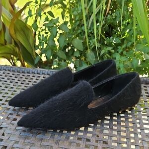 POL Black Mohair Loafer Flat Pointed-toe Whimsigoth Emo Girly Size 7‎